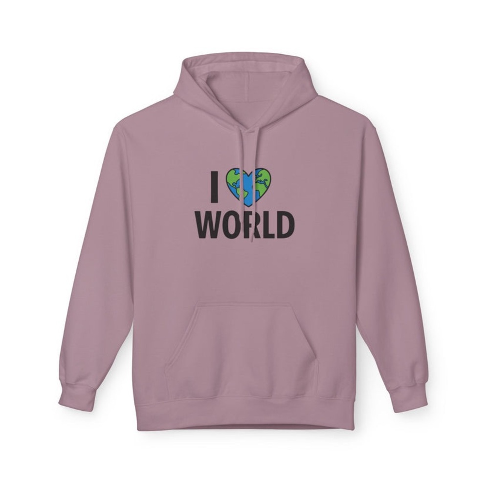 Purple 'I Love World' Hoodie